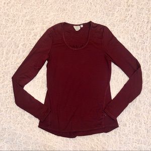 Athleta Burgundy Mesh Long Sleeve Top - XS